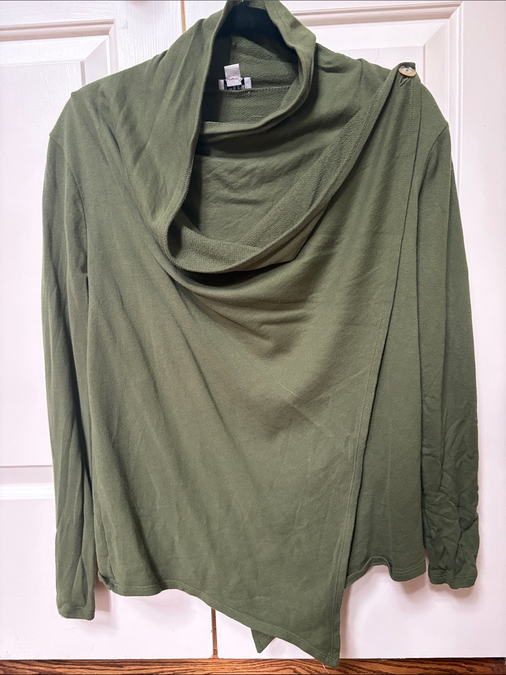 Olive Green Draped Cowl Neck Top